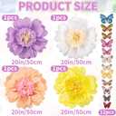 SUNBEAUTY Pastel Paper Flower Butterfly Decorations 20'' Giant Crepe Flowers Large Tissue Paper Flowers Decorations 3D Paper Butterfly for Wall Birthday Spring Wedding Backdrop Bridal Shower Classroom