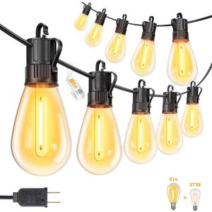 Minetom 101FT Outdoor String LED Patio Lights Waterproof,Shatterproof S14 Vintage Edison Bulbs,Commercial Grade Outside Hanging Lights Waterproof for Porch Deck Garden Backyard Balcony Cafe Bistro