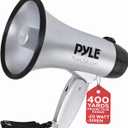 PYLE-PRO Portable Megaphone Speaker Siren Bullhorn - Compact and Battery Operated with 20 Watt Power, Microphone, 2 Modes, PA Sound and Foldable Handle for Cheerleading & Police Use-PMP23SL (Silver)