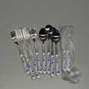 10 Pcs Chinoiserie Silverware Set Blue and White Porcelain Silverware Christmas Gift Stainless Steel Utensils Set with Ceramic Handle Includes Knives Forks Spoon High Tea Gift for Wedding