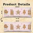 Christmas Tree Gingerbread Snowflake Body Pillow Pillowcase,Pink Snowflake Christmas Decor,Winter Holiday Xmas Gingerbread House Decorative Long Body Pillow Cover for Adults Women,20x54 Inches