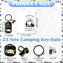 Huquary 24 Pack Camping Party Favors Keychain Bulk Camper Keychain with Cards Set Camper RV Keyring Gifts for Women Men Travel Camp Theme Birthday Party Favor Supplies, about 2.8 x 5 cm/1.1 x 2 inch