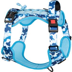PHOEPET No Pull Tactical Dog Harness,Service Dog Vest with Molle & Loop Panels,Easy Control with Handle for Large Dogs(Ocean Blue,XL)