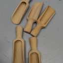 6 Pcs Wooden Scoop 5.5 Inches Beech Wood With Handle - Multipurpose Bath Container for Flour, Tea, Coffee, Seasoning, Cereal, Pepper and More