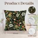 Vintage Floral Throw Pillow Covers, Dark Cottagecore Wildflower Botanical Decorative Pillowcases Cushion Cases for Home Living Room Bedroom Decor, 18x18 Pillow Covers Set of 2