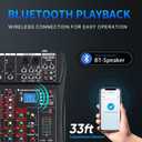 FULUODE 6 Channel Mixer Audio Console, CT-60S Professional Music Mixer DJ Mixing Board with Reverb Bluetooth MP3 Player 48V Phantom Power Supply USB Recording for Studio Karaoke Live Performance