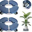 2 Pack Rolling Plant Stand with Wheels,15-21Adjustable Heavy Duty Plant Caddy with Wheels for Indoor Outdoor Planter Dolly Lockable (Blue)