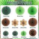 11 Pcs Hanging Paper Fans Decoration Green and Brown Paper Flowers Deco Tropical Jungle Birthday Party Decorations for Summer Safari Carnival Party Supplies