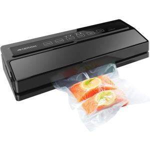 GERYON Vacuum Sealer Machine, Food Vacuum Sealer with Powerful Suction | Slim Design | Easy to Use | Led Indicator Lights for Sous Vide, Meal Prep, w/Starter Kits for Vacuum Seal Container (Black)