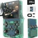 R40S PRO Retro Gaming Console, 30000+ HD Games Handheld Game Console, 3800mAh Rechargeable Mini Retro Video Console with 256GB TF Card, Portable Pocket Arcade (Transparent Green)