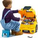 VEVOR Engine Toy, 60 Pieces, Kids Mechanic Car Repair Set with Removable Parts, Lights and Sounds, Steering Wheel and Horn, Kids Mechanic Workshop Set for Toddler Ages 3 Years and Up, Yellow