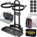 Foldable Golf Cart Rear Seat Bag Holder, Upgraded Golf Cart Rear Seat Bag Rack Only Fits 8-Inch Max Safety Grab Bar, for 4-Seater EZGO Club Car Yamaha, Preinstalled, Space-Saving, No-Drill