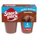 Snack Pack Zero Sugar Chocolate Flavored Pudding Cups, 3.25 oz., 4-Count (Pack of 12), BBD 04/29/26