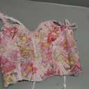 LEACOOLKEY Lace Corset Top for Women Sexy Sheer Floral Bustier Going Out Lace-up Bralette Club Party Concert Crop Top (Pink, M)