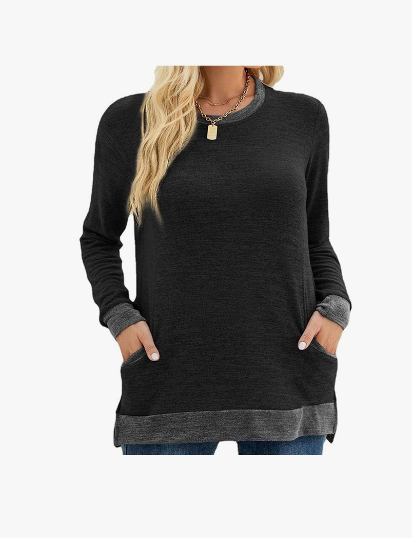Womens Tunic Tops Dressy Casual Fall Long Sleeve Pullover T Shirts Crew Neck Shirts Basic Tee Tops Blouse XL