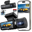 3 Channel 4K Dash Cam Front and Rear Inside, Built-in 5G WiFi, 4K+1080P+1080P Dash Camera for Cars with 64GB Card, Dashcam with Loop Recording,24H Parking Monitor,Night Vision,Support 512GB Max Silver