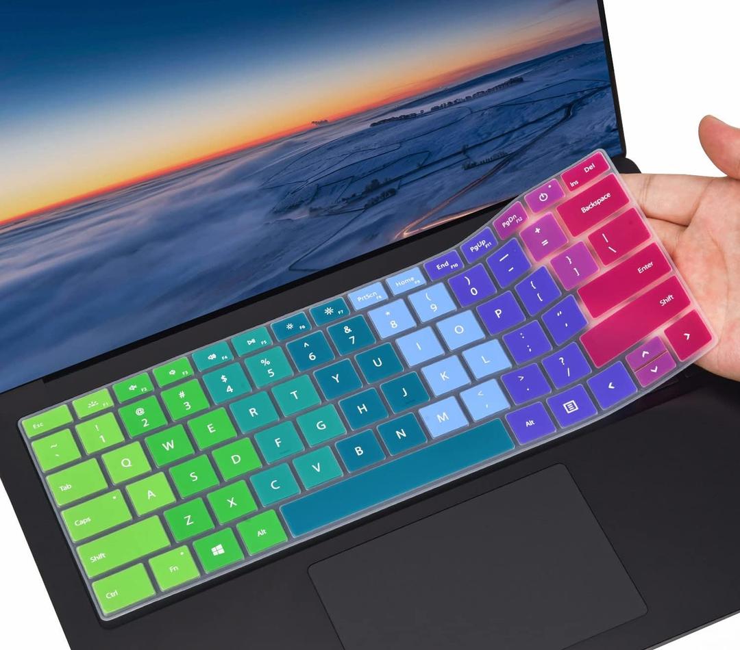 Colorful Keyboard Cover for 2023-2019 Microsoft Surface Laptop 6/5 / 4/3 Gen13.5 & 15", Surface Book 3 13 & 15" Keyboard Protector(Not Fit Surface Laptop 7 2024 2025), Rainbow