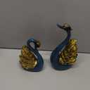 2pcs Swan Statues Couple's Home Decorations for Living Room Decor and Accessories, Sculptures Home Decor for Coffee Table, Book Shelf Decor Accents (Blue)