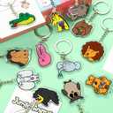 24PCS Acrylic Cartoon Keychain Bulk for Kids Party Favors, Box Toys for Classroom Rewards,Christmas Birthday Prize Gifts (Forest Animals)
