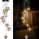 Colingmill Solar Wind Chimes for Outside Waterproof Hanging Wind Chimes Lights Outdoor Decor Yard Garden Gifts for Mother Mom Grandma Wife Neighbors(Star,Warm Colored Lights)