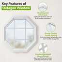 24"x24" Octagon Shed Windows, Double-Pane Insulated Tempered Clear Glass