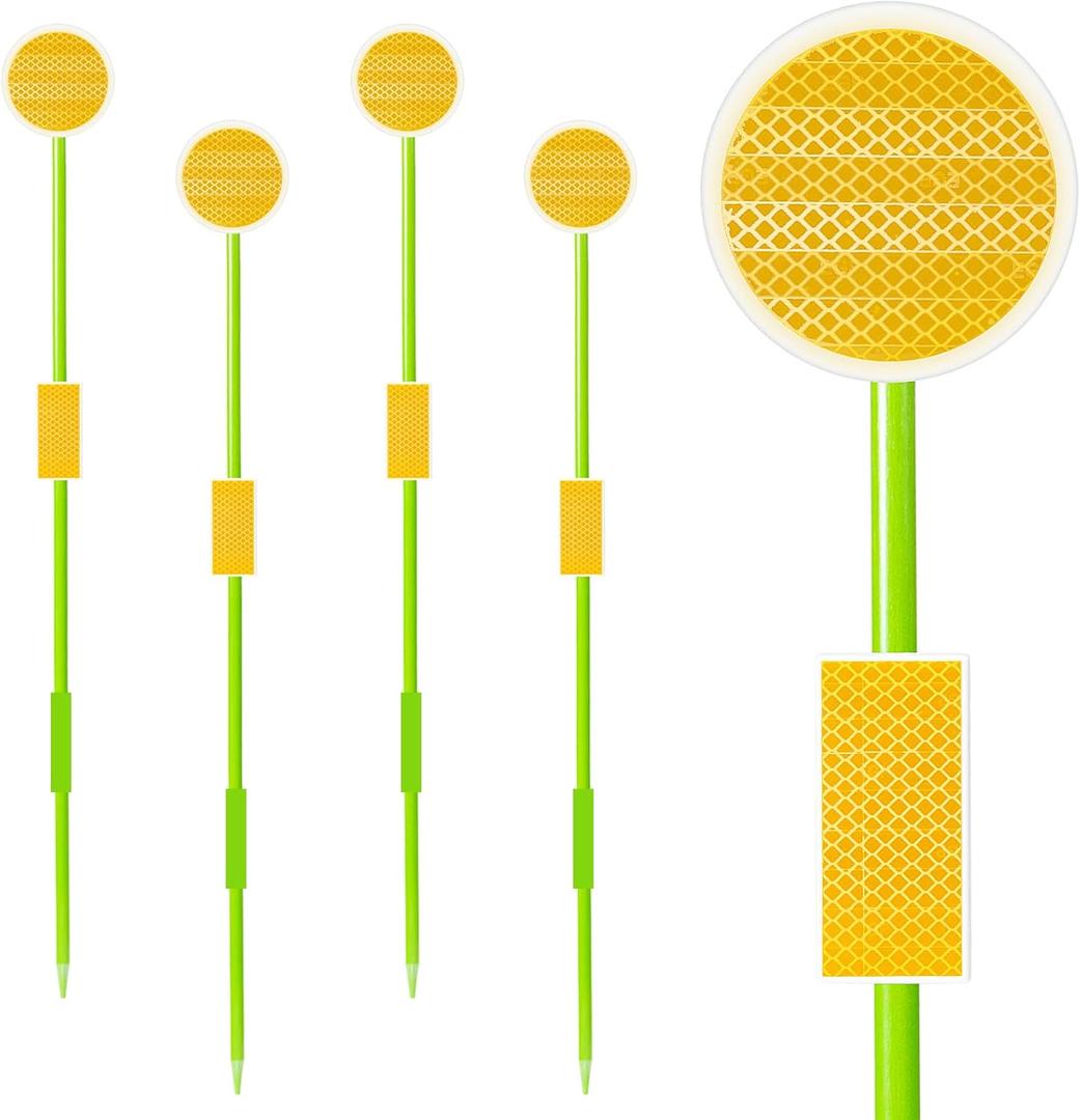LOMNYIY Driveway Markers Reflectors,Reflective Driveway Markers for Snow Plowing, 51Inch Fiberglass Pole Double Sided Reflectors for Driveway,Different Heights of Reflective (4 Pcs)