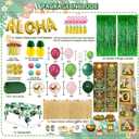 169 PCS Luau Party Decorations, Hawaiian Party Supplies - "ALOHA" Balloons, Hawaiian Boxes, Balloon Arch Garland Kit, Fringe Curtains, Palm Leaf, Table Cloth and Skirt