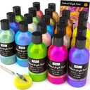 Nicpro 20 Colors Iridescent Acrylic Paint, 8.45oz / 250ml Large Bulk Metallic Acrylic Paint,Color Shifting & Non-Toxic Art Painting Supplies For Canvas Fabric Rock Wood with Paint Knife Color Wheel