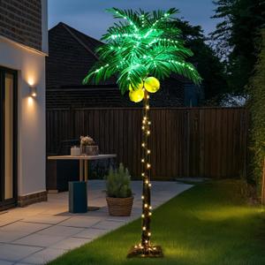 6 ft Lighted Palm Tree LED Lighted Palm Trees for Outside Patio Dimmable with Adapter Artificial Palm Tree Decor for Home, Party, Christmas, Indoor Outdoor