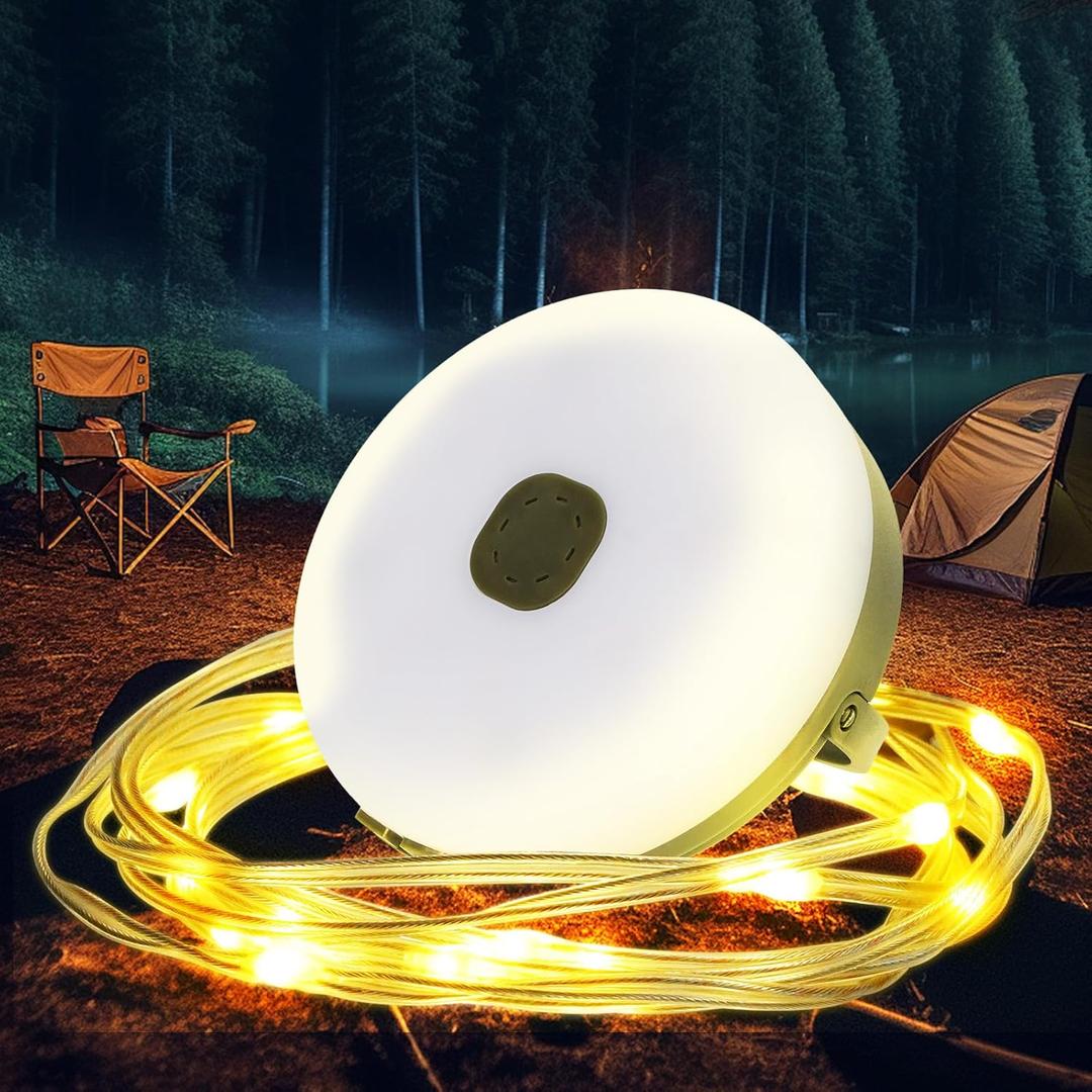 GHORA Camping String Lights, Outdoor USB Rechargeable 32.8' with Remote Control - 6 Modes IPX4 Waterproof Portable Warm Lights for Tent, Yard, Hiking & Decoration