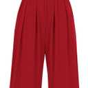 PRETTYGARDEN Womens Summer Jumpsuits Dressy Casual One Piece Outfits Sleeveless Mock Neck Wide Leg Pants Rompers with Pockets (Red, M)