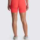 Aoxjox Venus Workout Biker Shorts for Women Cross-Waist Tummy Control High Waisted Hidden Scrunch Yoga Short 5" (Fiery Coral, Small)