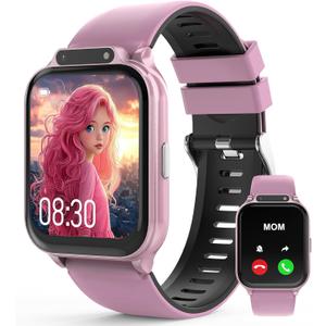 Smart Watch for Kids 1.85" with Fitness Tracker, Sleep Monitor, 22/100+ Sport Modes, DIY Dial, IP68 Waterproof, Step Counter, Heart Rate, Camera, with/Without APP, Gift for 3-12 Years Old Girls (Purplish Pink)