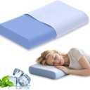 Cervical Pillow for Neck Pain Relief, 3.9 Inch Cooling Memory Foam Pillow, Ergonomic Support Pollow for Side and Back Sleepers (Blue)