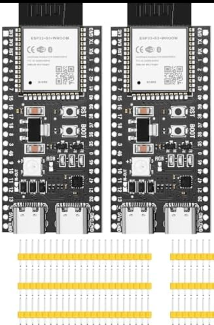 2 pcs ESP32-S3-DevKitC-1-N16R8 Development Board Integrated 2.4GHz WiFi Bluetooth 5.0 ESP32-S3-WROOM-1 Microcontroller Processor Dual Type C Interface for Arduino