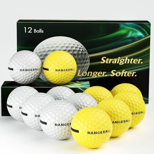 AODELAN 12 Pack Practice Golf Balls - Solid Rubber Range Golf Training Balls for Hit Away Swing Driving Range Indoor Outdoor Training
