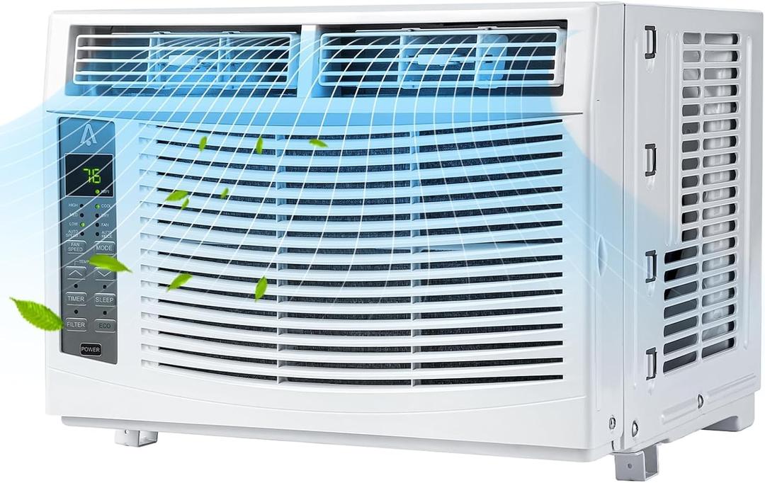 6000 BTU Window Air Conditioner – Cools Up to 350 Sq. ft., WiFi/App & Remote Control, Timer, Easy Install Kit for Bedroom & Living Room