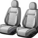 Universal 2-Seater Waterproof Breathable Nappa Leather Car Seat Covers Full Set, Compatible with Toyota Corolla Camry, Lexus LS400, Nissan Murano Rogue, Fit Front Seats Most Sedans SUV- Gray