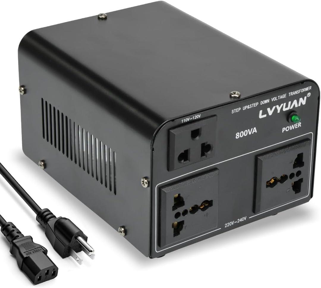 LVYUAN Voltage Converter Transformer 800 Watt Step Up/Down Convert from 110V-120V to 220V-240Vt and from 220V-240V to 110V-120V with 2 US outlets, 2 Universal outlets, Resettable Circuit Breaker