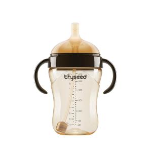 PPSU Weighted Straw Cup with Handles Toddlers Transition Bottles to Sippy Cups No Spill Learner Milk Water Baby Bottle Soft Silicone Spout Dishwasher Safe BPA Free 6+ Months 10oz/300mL 1 Pack
