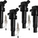 4PCS UF-652 Ignition Coils Pack & 93815 Iridium Spark Plugs Compatible with Hyundai Veloster 2012-2017, Accent & Kia Rio Soul 2012-2019 1.6L L4