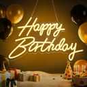 HMT Happy Birthday Neon Sign USB Powered 19.611.8 Inch Large LED Light Up Sign for Backdrop & Birthday Party Decor