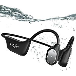 Bone Conduction Headphones Open Ear Waterproof Swimming Headphones Bluetooth 5.4 with Built-in MP3 Player 16G Memory Open Ear Sports Headset for Underwater Running Cycling and More Activities