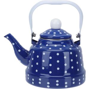 Tea Kettle, 1.7l Enamel Stove Top Tea Pots, Teapot Enameled Teakettle Dot Pattern Hot Water Pot Water Coffee Milk Warmer for Home Restaurant Kitchen Outdoor Blue Stovetop Kettle