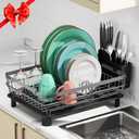 MOUKABAL Dish Drying Rack, Dish Rack, Large Dish Racks for Kitchen Counter, Drying Rack Kitchen with Removable Utensil Holder, Drainboard (Grey/Gray)