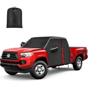 Truck Cover Waterproof All Weather Fit for Toyota 2005-2023 Tacoma Outdoor Cab Cover Rain Wind Sun UV Protection with Zipper,Black