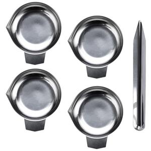 JUXYES 4PCS Metal Weighing Powder Pan with Scoop, Mini Digital Scale Pan Tray Weighing Dish for Reloading, Electronic Scale Tray Powder Measuring Pans for Jewelry Liquid Powder Lab Supplies