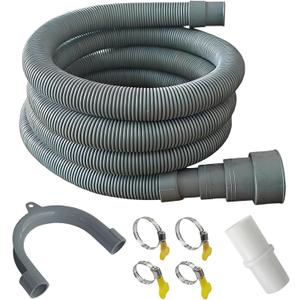 Universal Washing Machine Drain Hose, 6.5ft Flexible Dishwasher Hose Extension Kit for Portable Sink & Dehumidifier with 4 Clamps, 1 Adapter & U-Bend Holder (6.5feet)
