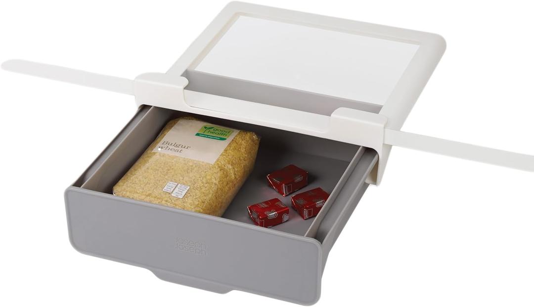 Joseph Joseph CupboardStore Under Shelf Drawer Kitchen Cabinet Storage Organizer, Space Saving, Gray/ White (1 Count)