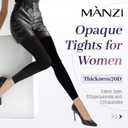 MANZI Run Resistant Control Top Panty Hose Opaque Tights (Black, XL)